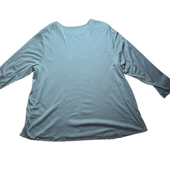 J. Jill Pima Laced Shoulder Tunic 4X Soft Blue Long Sleeve Top Office Wear - Picture 4 of 9